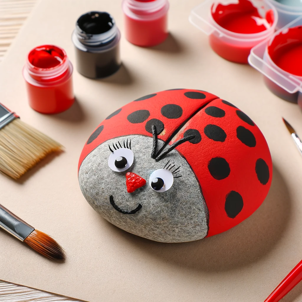 ladybug rock painting