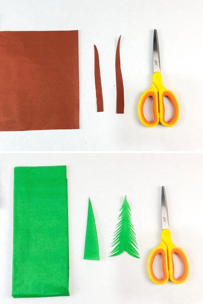cut trees and trunks from construction paper