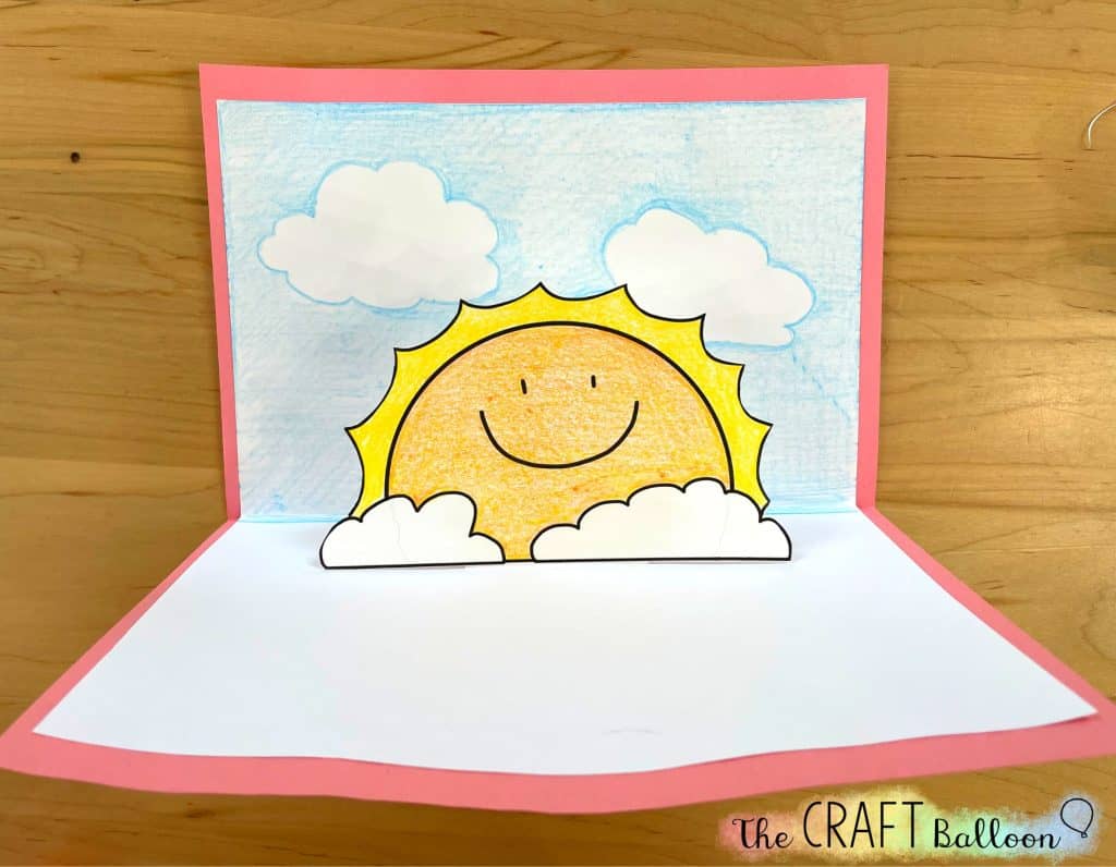 Sunshine pop up card ready for message to be written