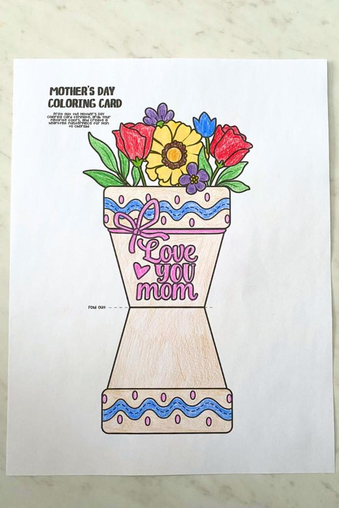 mothers day coloring card