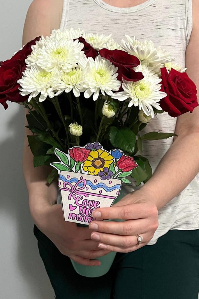 Mother's day card and flowers