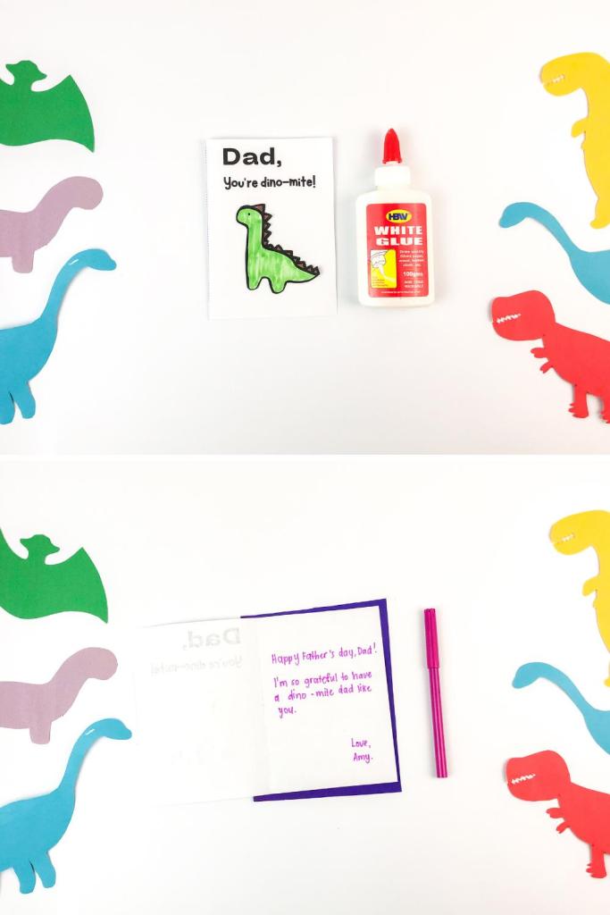 glue dinosaur to card