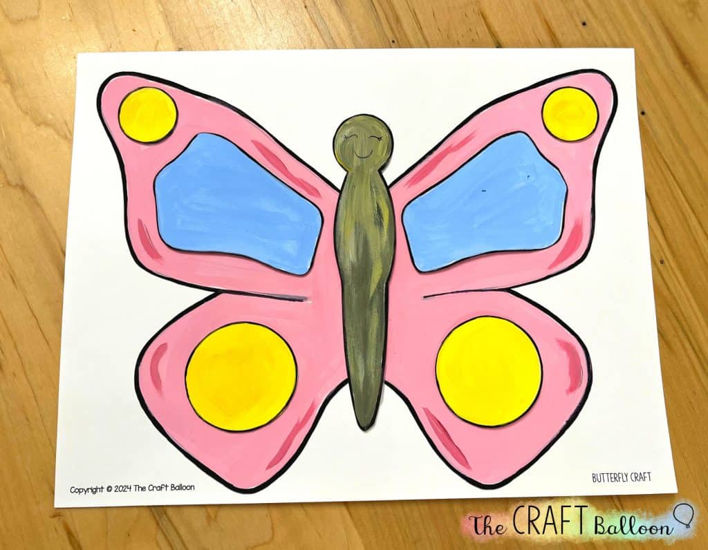 butterfly craft with parts glued on