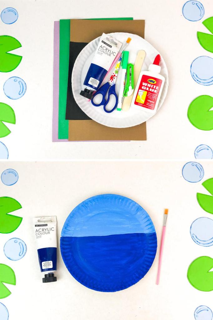 gather supples and paint plate blue
