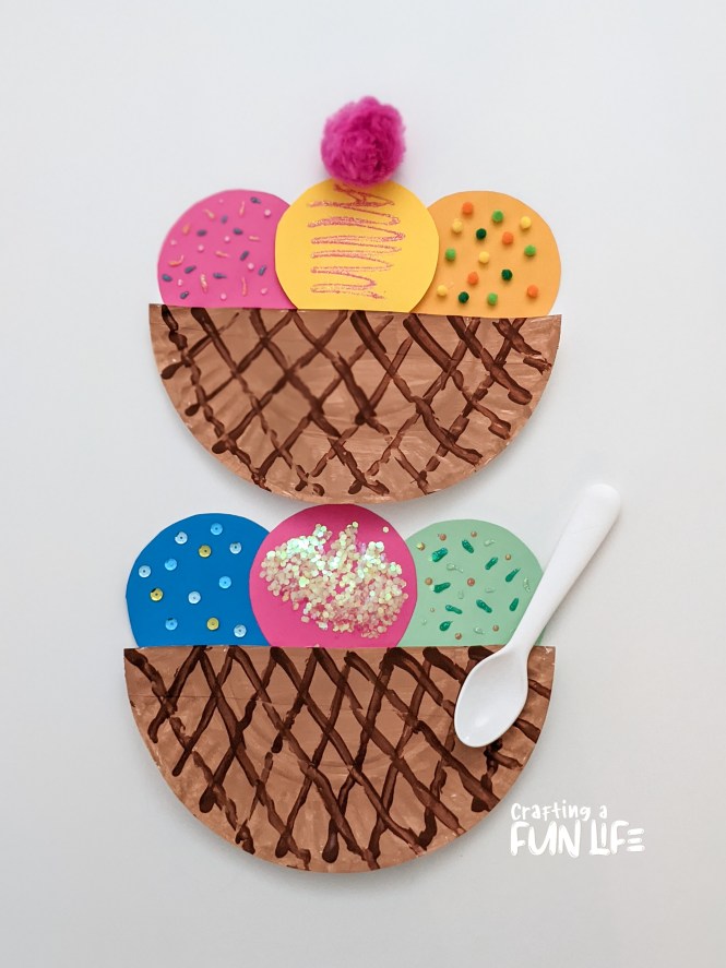 summer crafts for kids, paper plate ice cream