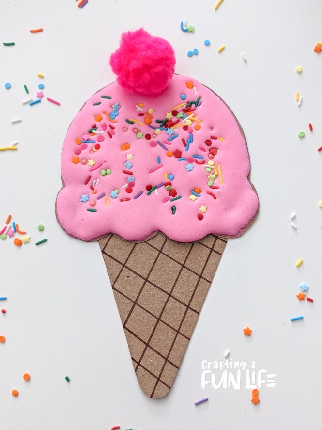 summer crafts for kids, puffy paint ice cream cone
